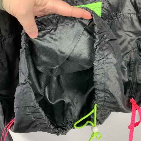 Vintage 80s 90s Columbia Radial Sleeve Black Neon Pullover Windbreaker Large XL - Picture 5 of 6